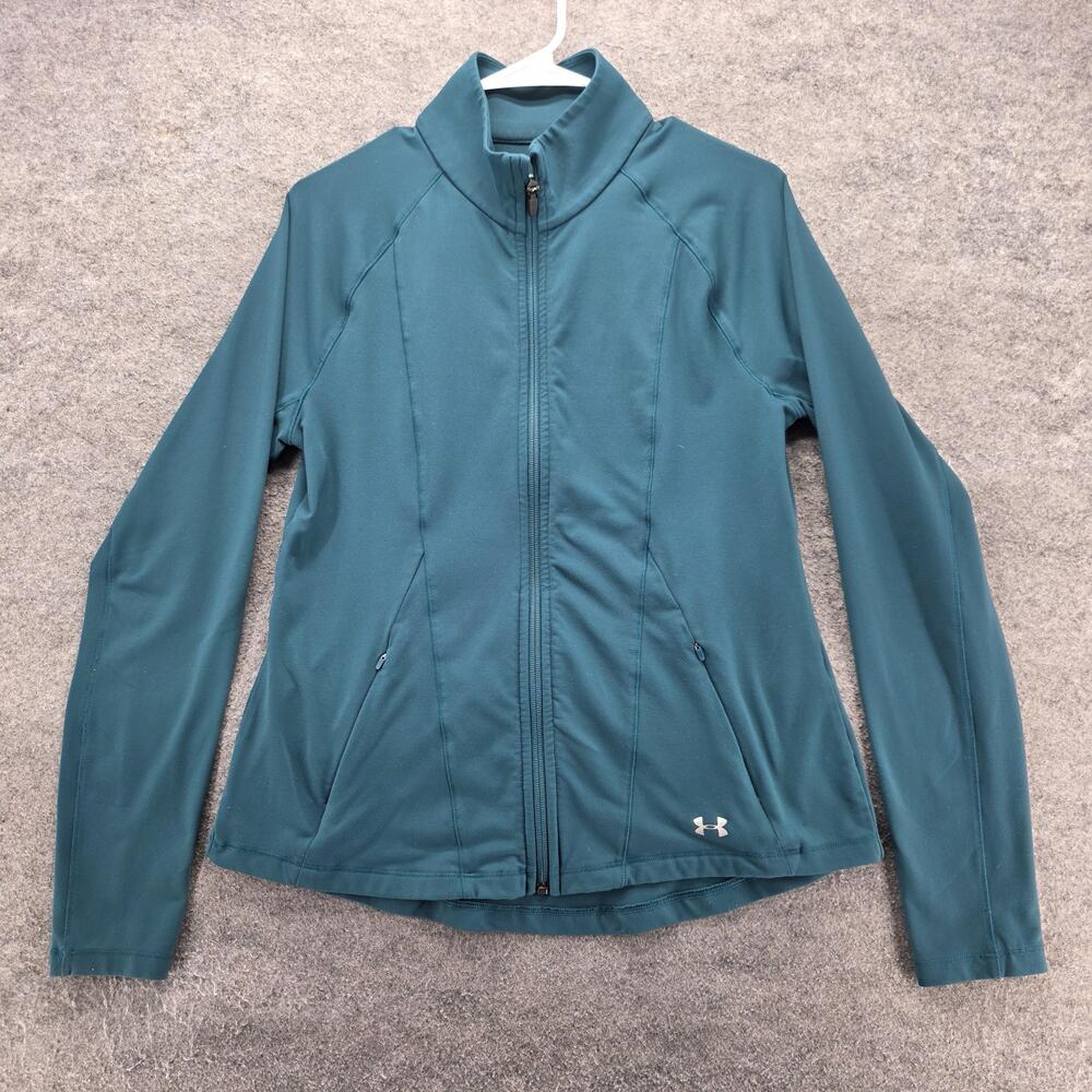 Under Armour Jacket Womens L Green HeatGear Track Jacket Full Zip Zipped Pockets